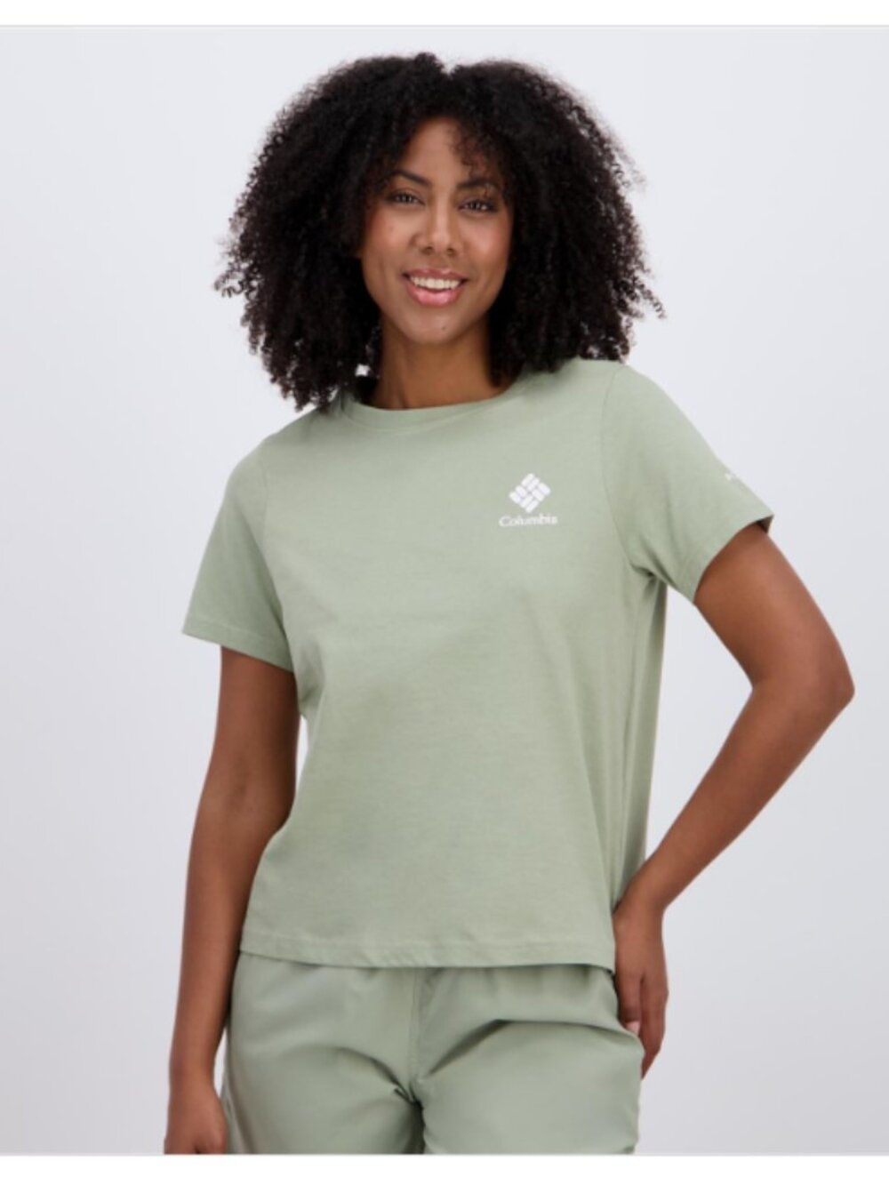 Columbia Women's Rolling Bend Graphic Short Sleeve Top - Safari, Stacked Gem